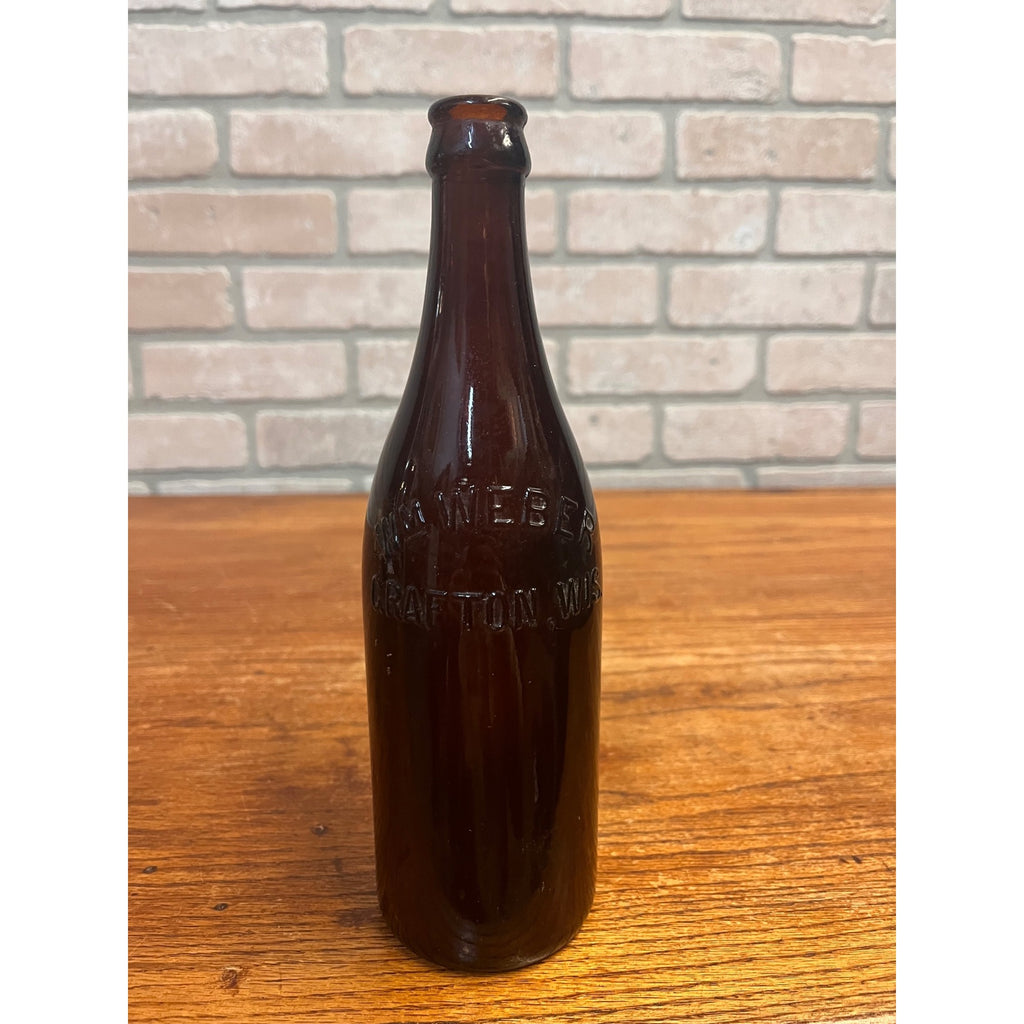 Pre-Prohibition Wm. Weber Grafton, Wis. Wisconsin Embossed Beer Bottle Amber