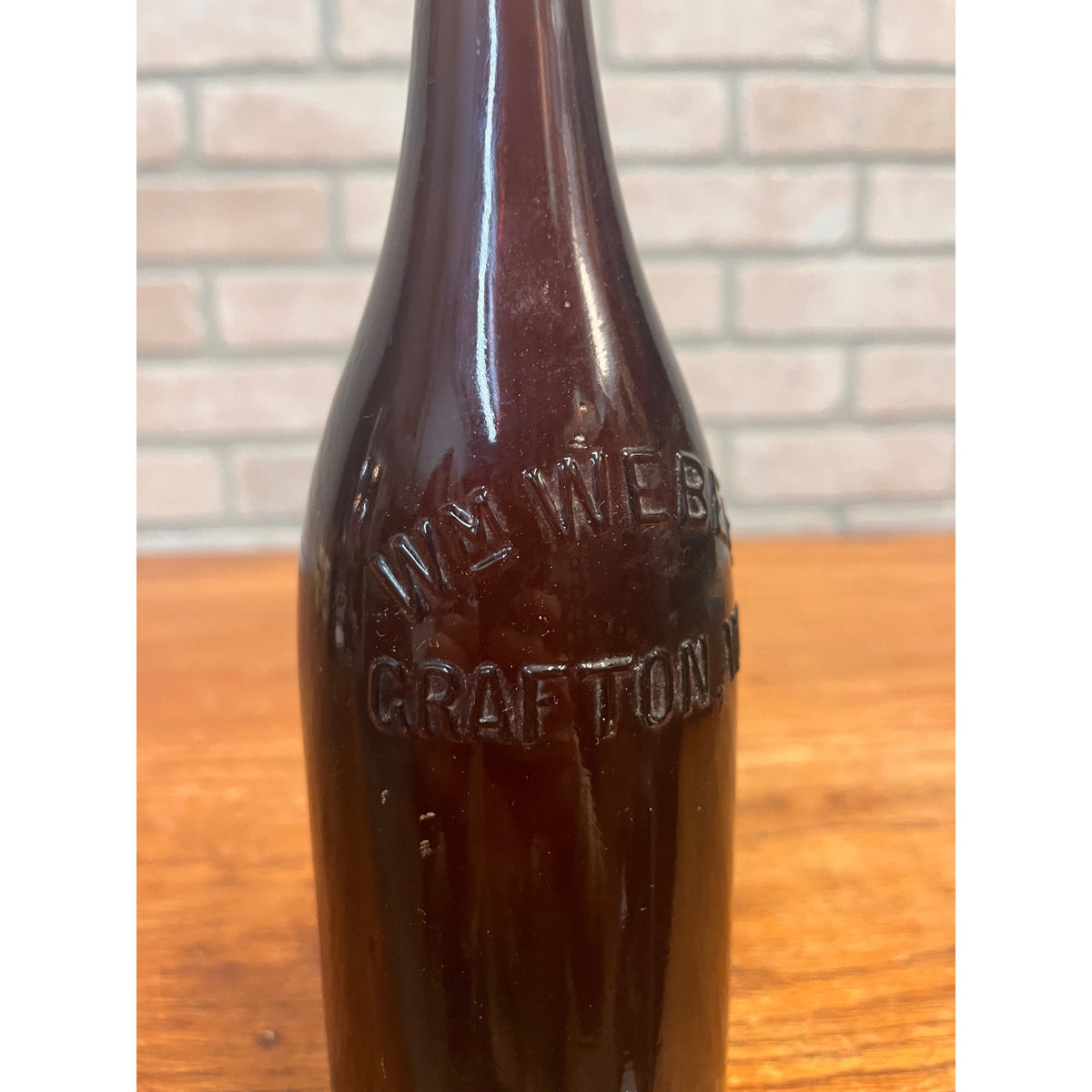 Pre-Prohibition Wm. Weber Grafton, Wis. Wisconsin Embossed Beer Bottle Amber