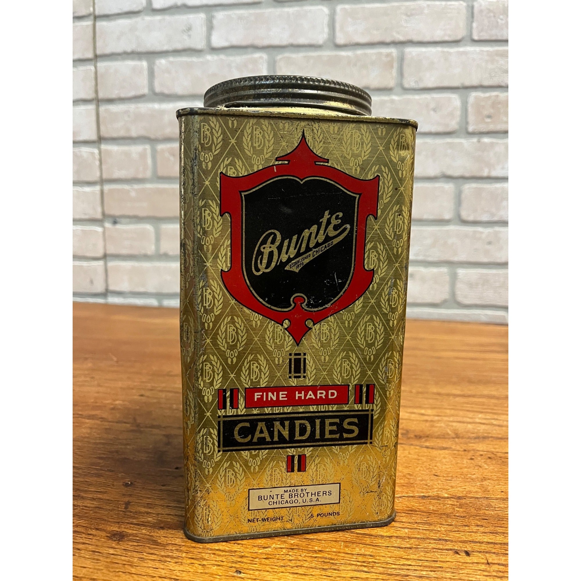 Vintage 1930s Bunte Brothers Candy Confectionery Advertising Tin Can Chicago