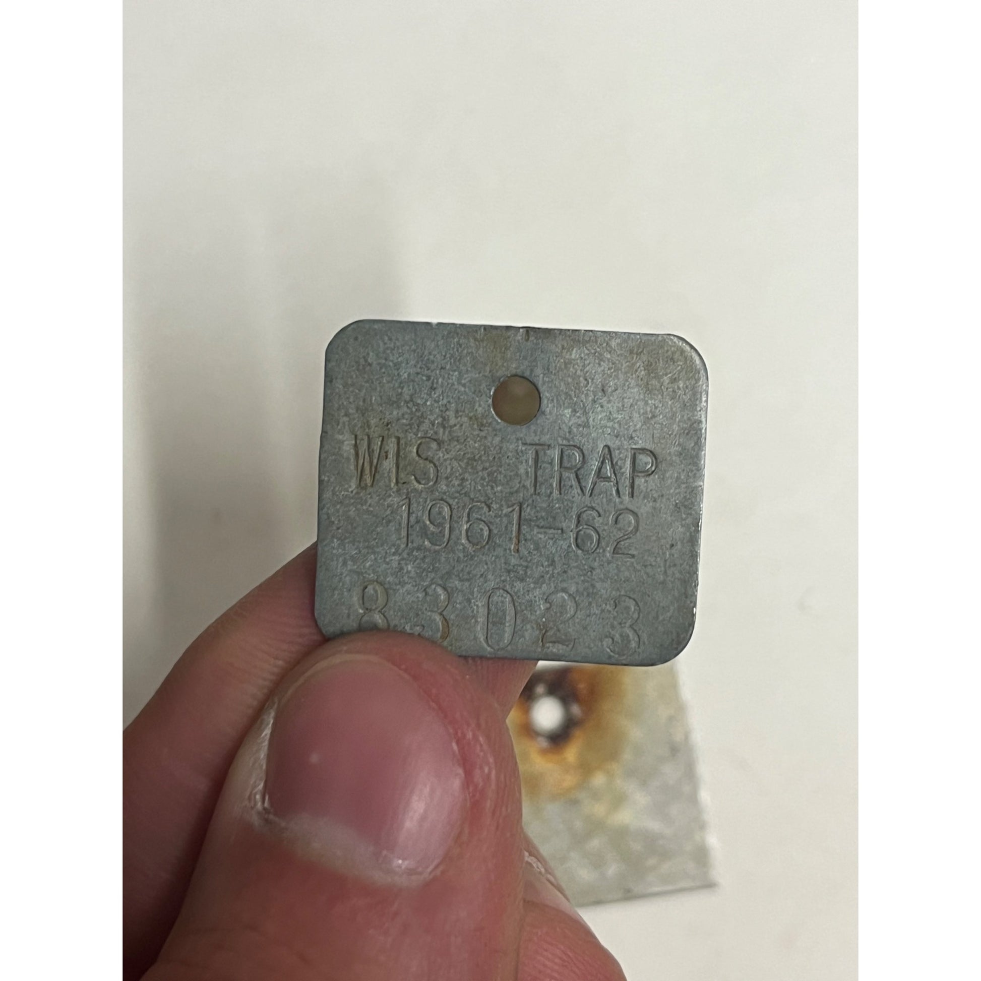 Vintage 1961 - 1965 Wisconsin Trap Tags Trapping Hunting License Lot (3)