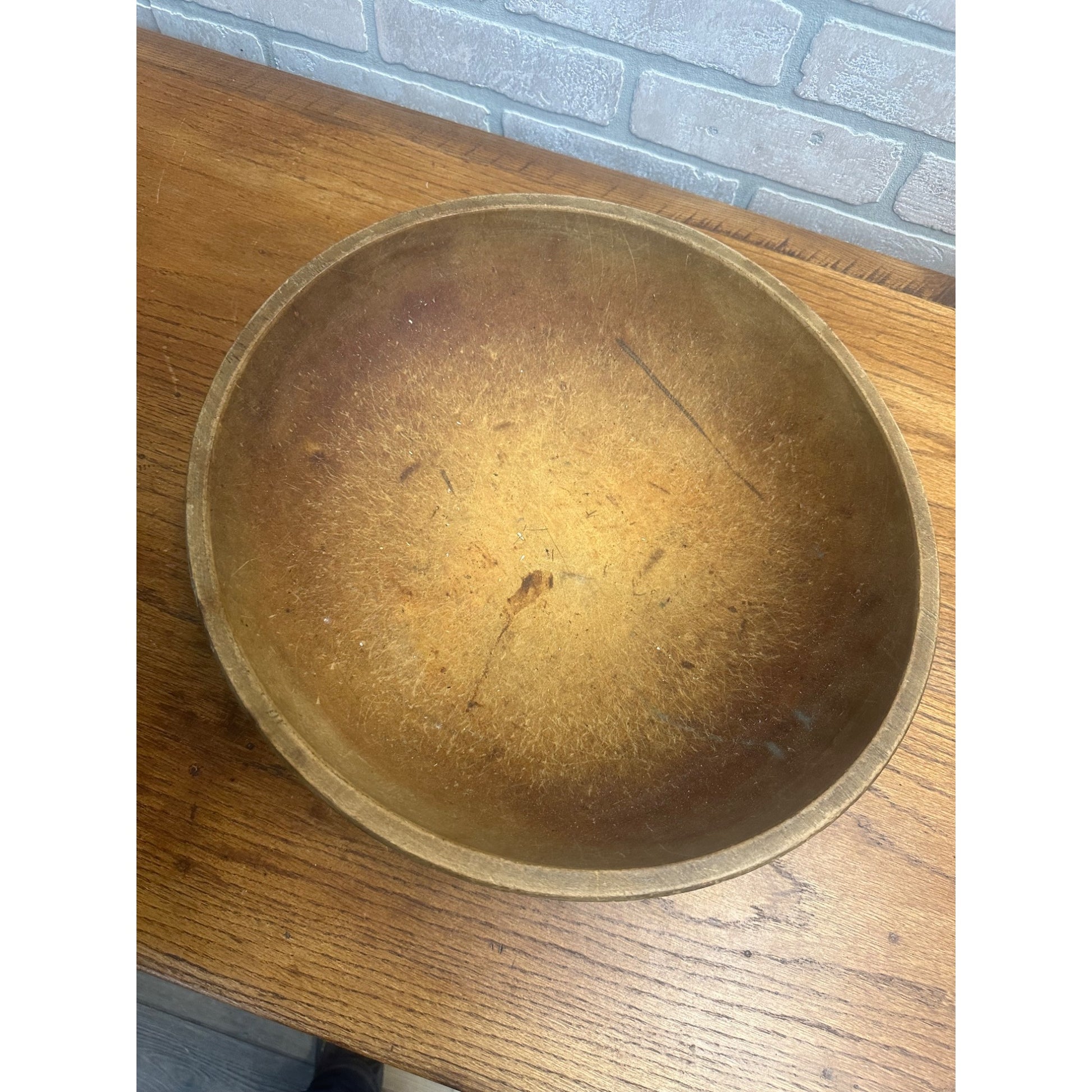 Antique Primitive Wooden Butter Bowl w/ Paddle Farmhouse Country Wood 1800s