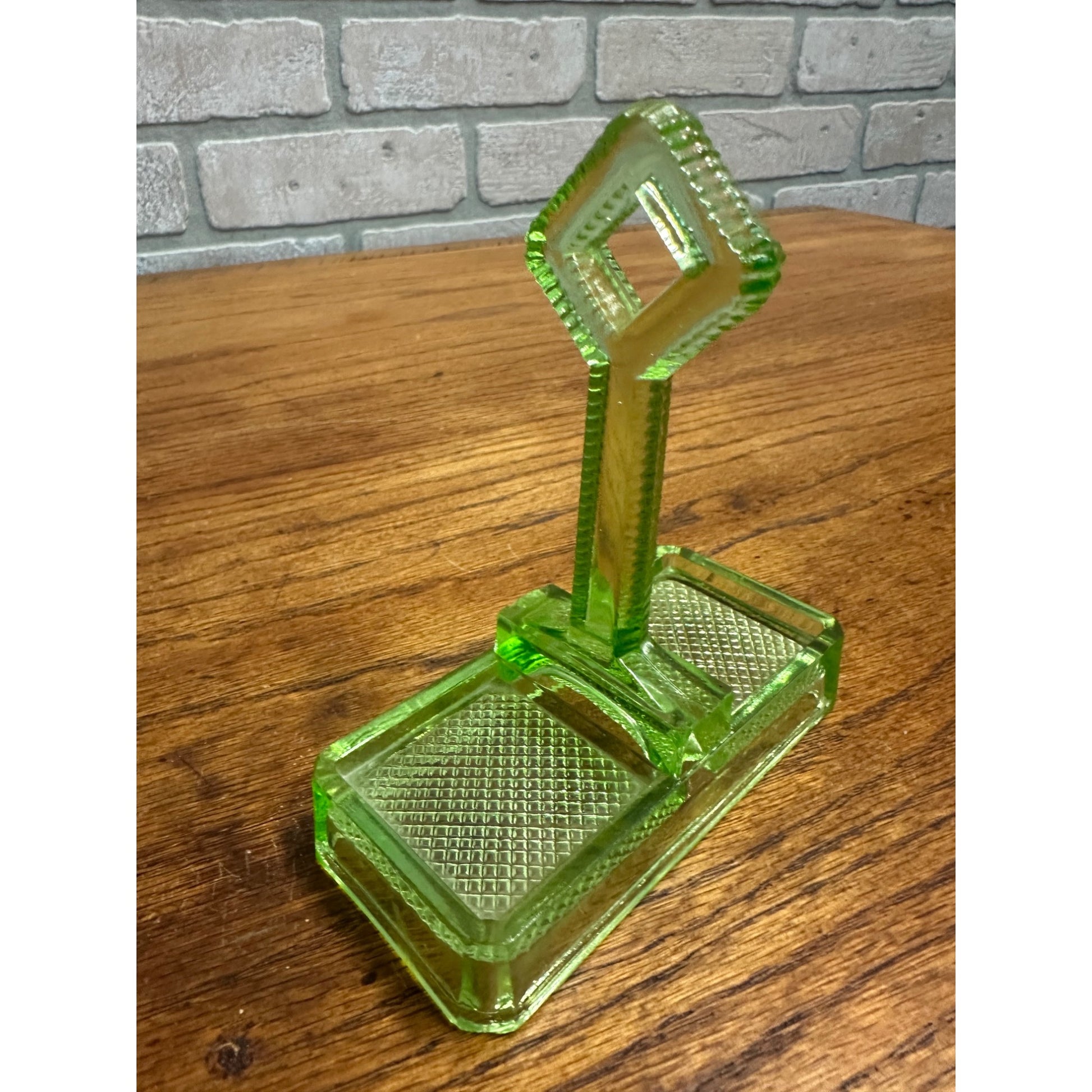 Vintage Uranium Green Salt and Pepper Shaker Caddy or Holder Depression Glass