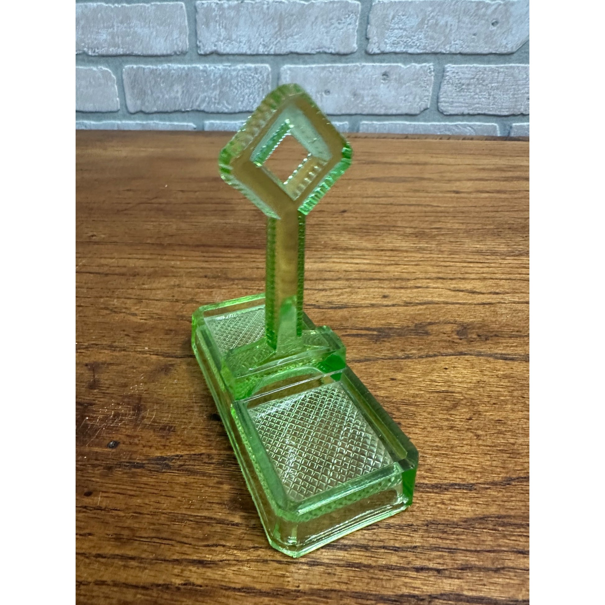 Vintage Uranium Green Salt and Pepper Shaker Caddy or Holder Depression Glass