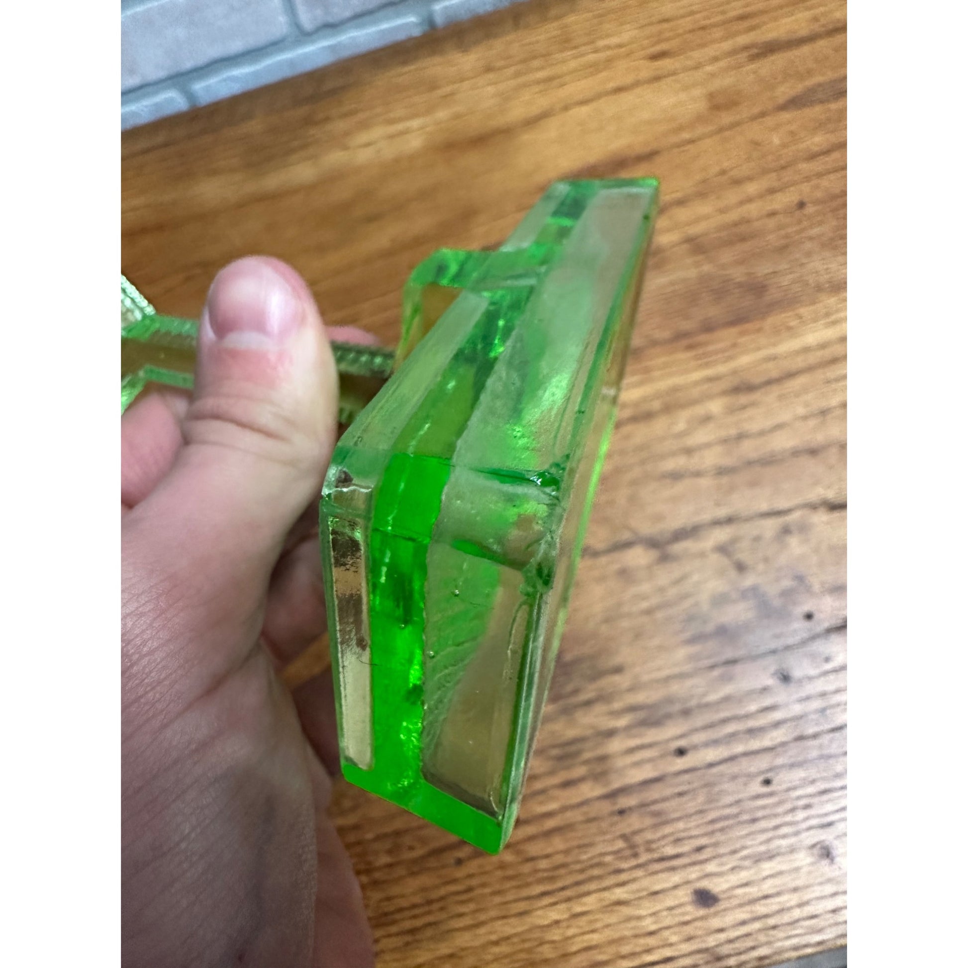 Vintage Uranium Green Salt and Pepper Shaker Caddy or Holder Depression Glass