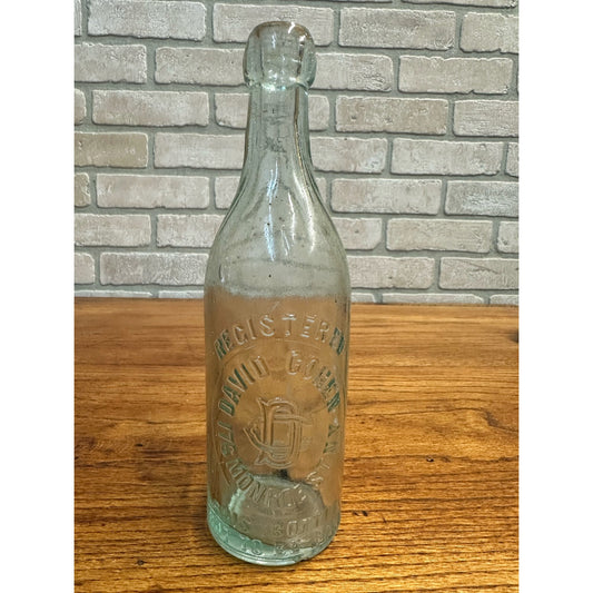 1890s Blob Top Beer Bottle David Cohen 176 Monroe St New York NY Applied