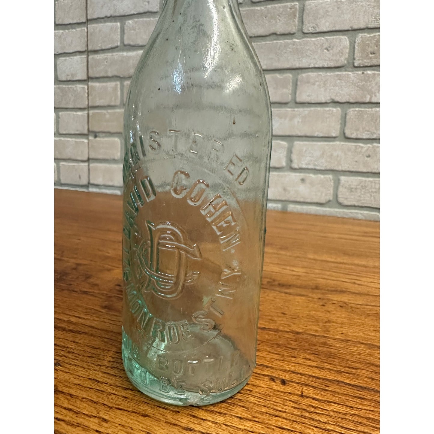 1890s Blob Top Beer Bottle David Cohen 176 Monroe St New York NY Applied