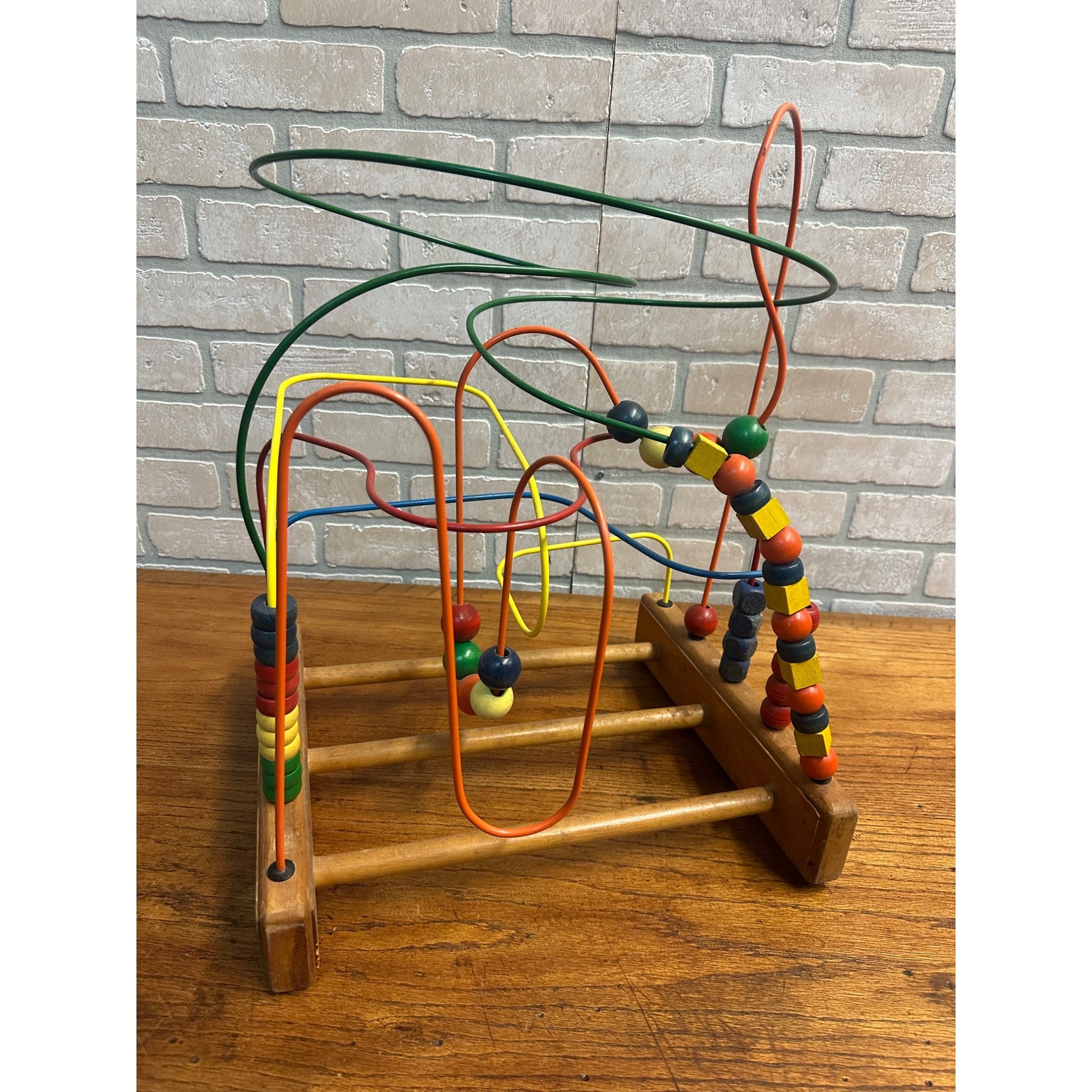 Vintage Anatex Rollercoaster Bead Maze Wood Kids Large Educational Activity