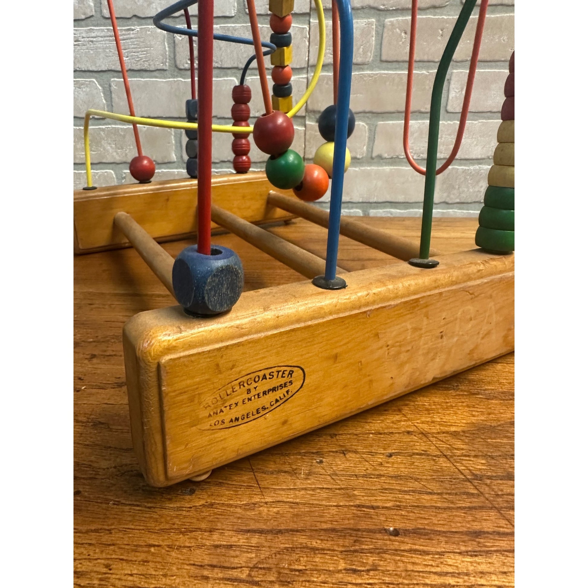 Vintage Anatex Rollercoaster Bead Maze Wood Kids Large Educational Activity
