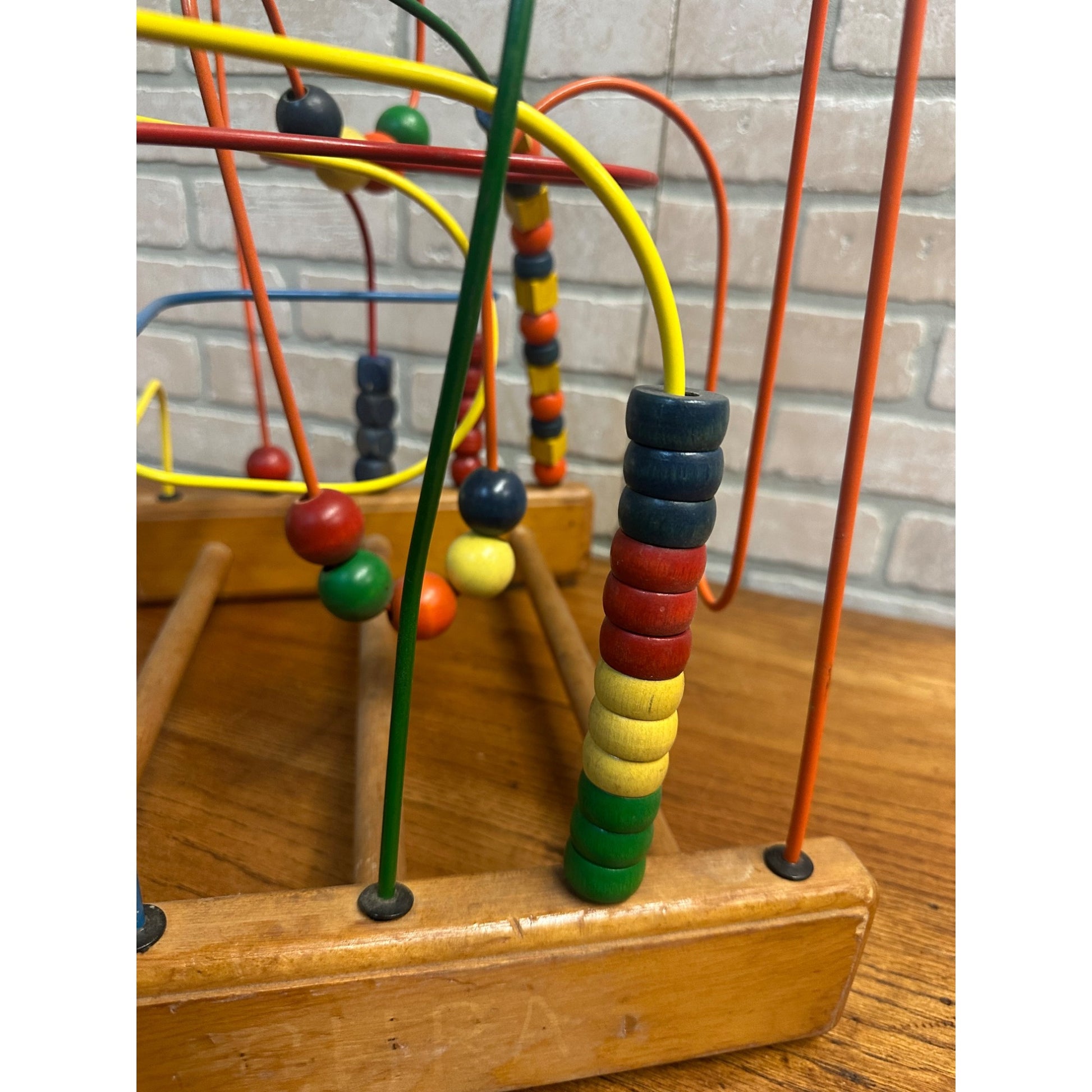Vintage Anatex Rollercoaster Bead Maze Wood Kids Large Educational Activity