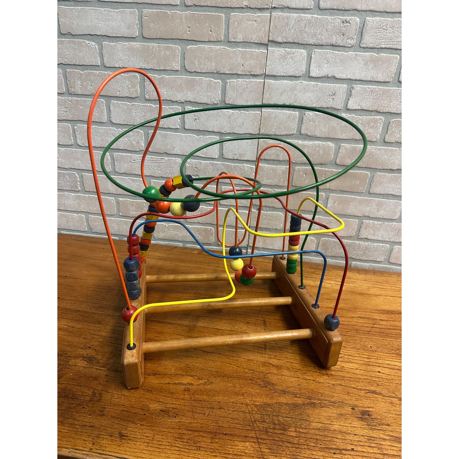 Vintage Anatex Rollercoaster Bead Maze Wood Kids Large Educational Activity