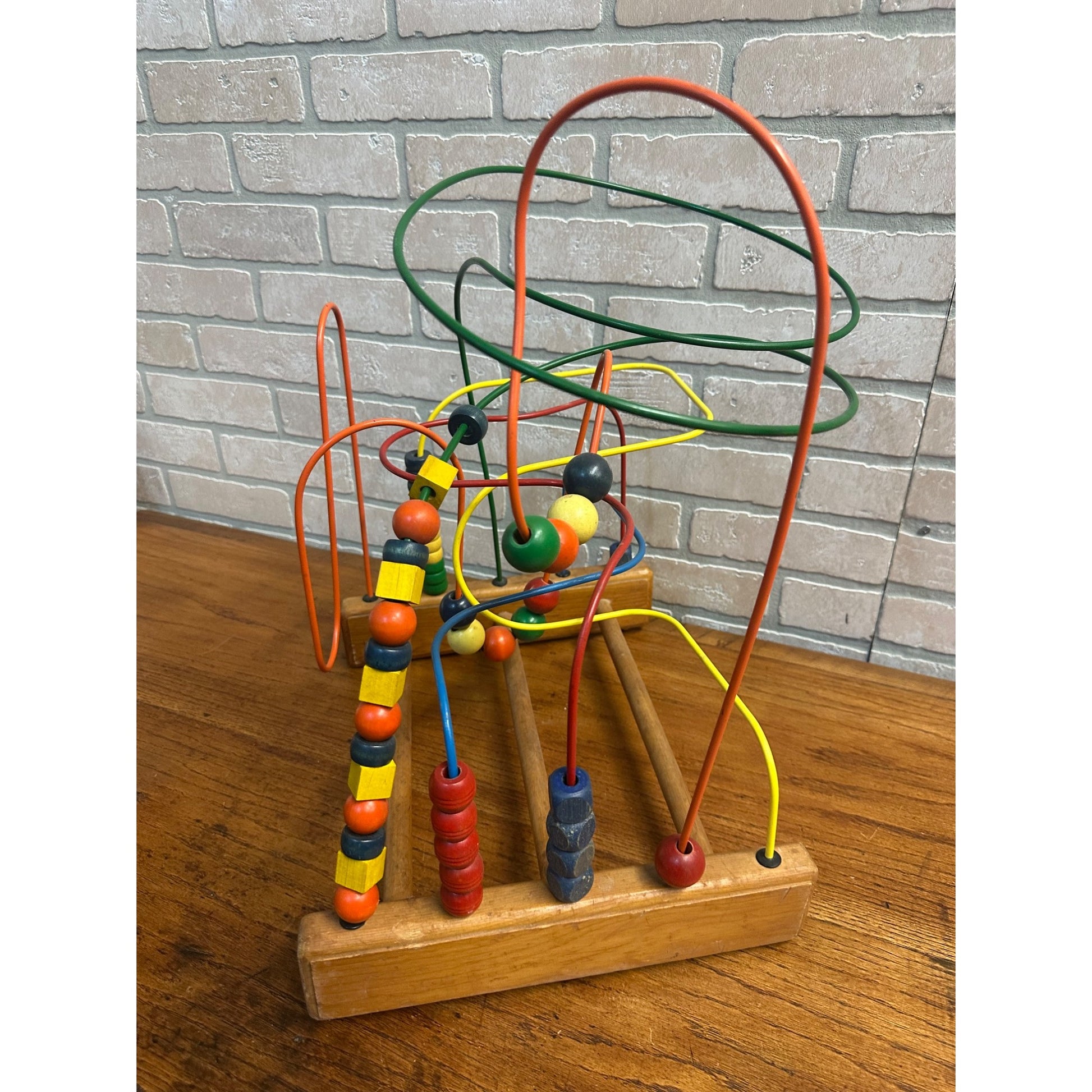 Vintage Anatex Rollercoaster Bead Maze Wood Kids Large Educational Activity
