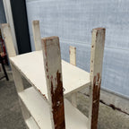 Vintage Chippy White Bookshelf- 4 Tier Rustic Deco Shelf