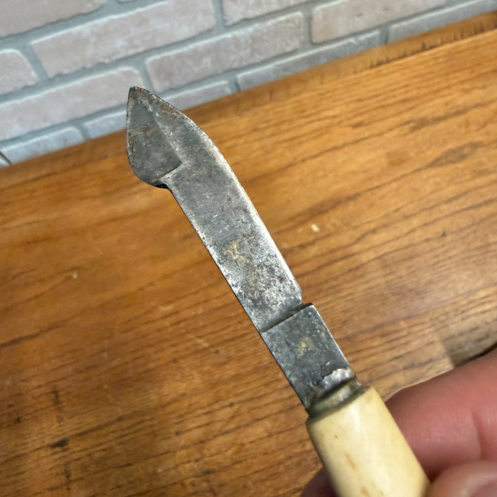 Vintage Antique Desk Scalpel Knife Ink Eraser W/ White Handle