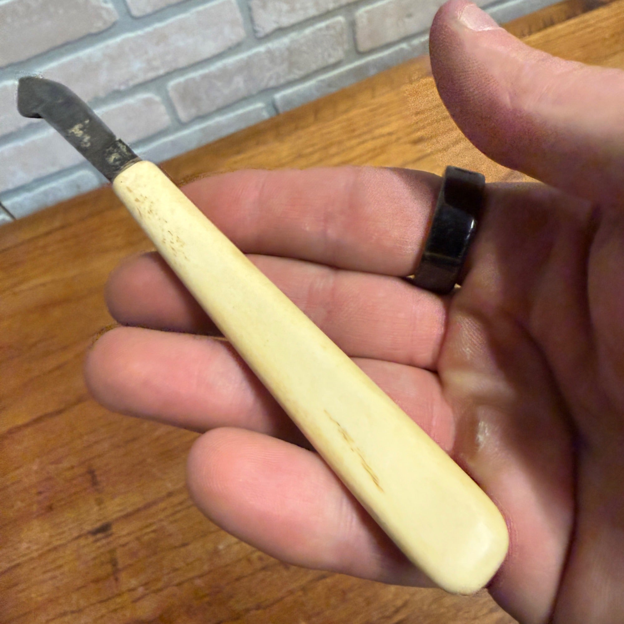 Vintage Antique Desk Scalpel Knife Ink Eraser W/ White Handle