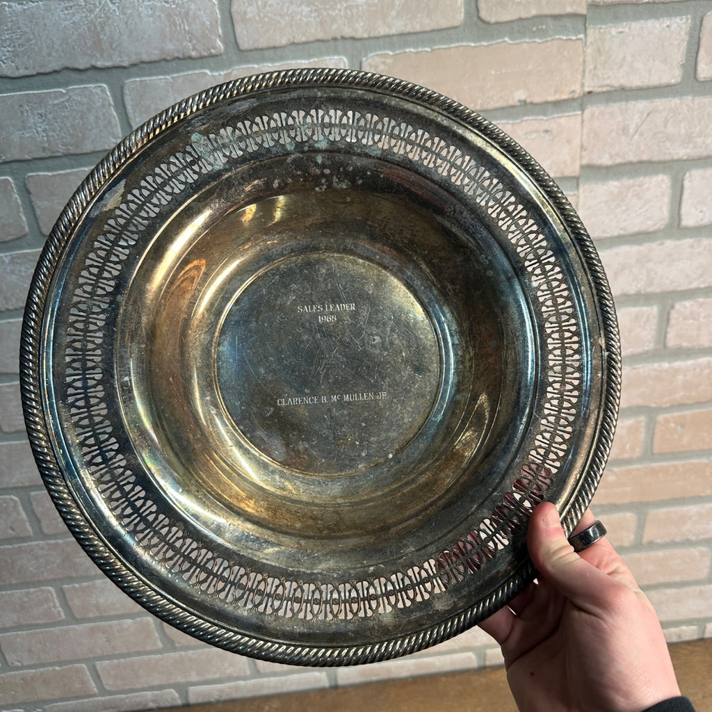 Vintage Prudential Insurance 1968 Sales Award Silver Plate Bowl Dish Advertising