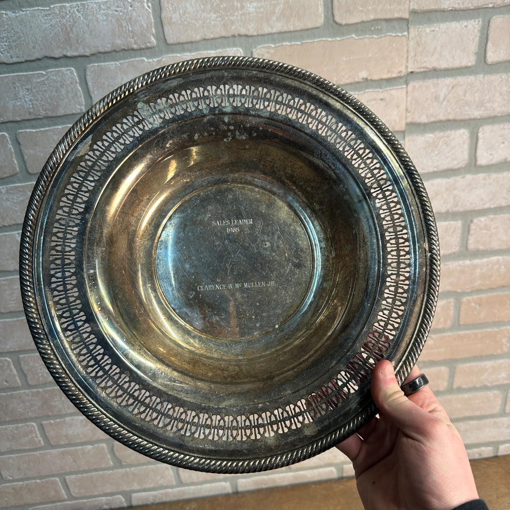 Vintage Prudential Insurance 1968 Sales Award Silver Plate Bowl Dish Advertising