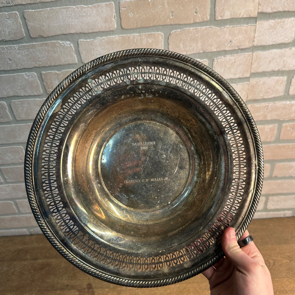 Vintage Prudential Insurance 1968 Sales Award Silver Plate Bowl Dish Advertising