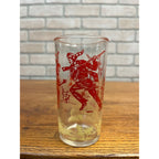 Vintage 1950s Davy Crockett Indian Fighter Glass Tumbler Drinking Glass Red