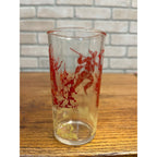 Vintage 1950s Davy Crockett Indian Fighter Glass Tumbler Drinking Glass Red