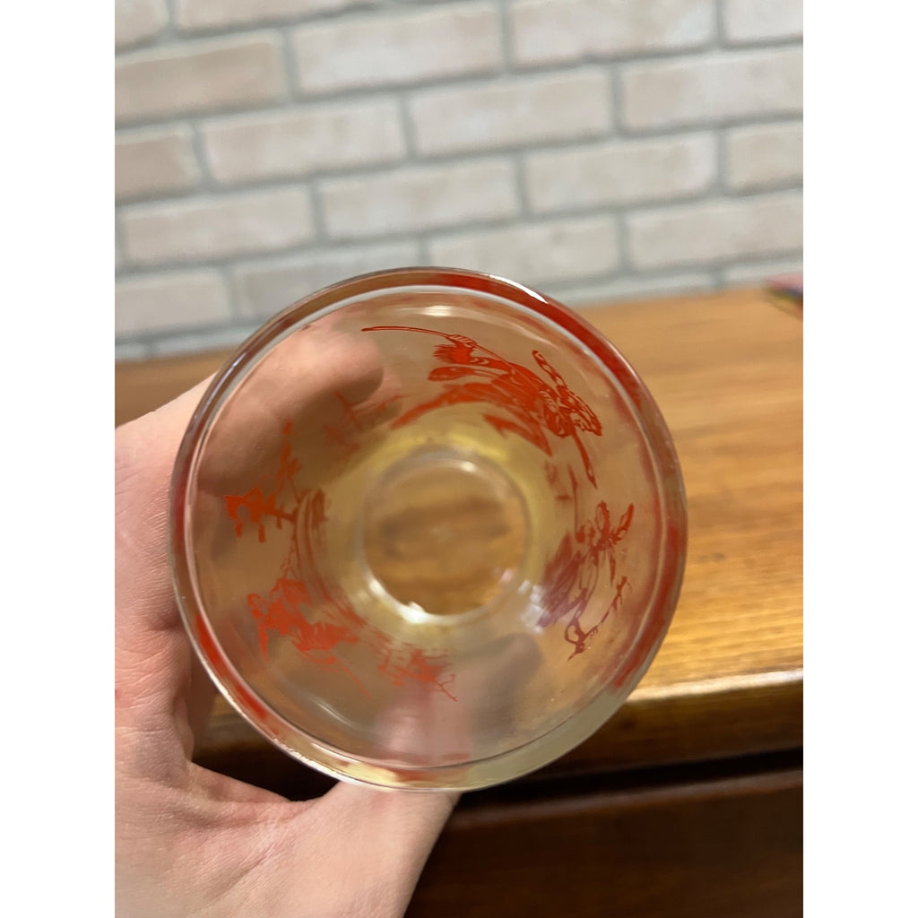 Vintage 1950s Davy Crockett Indian Fighter Glass Tumbler Drinking Glass Red