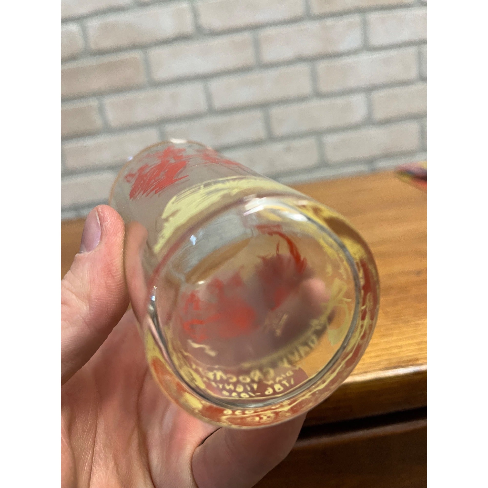 Vintage 1950s Davy Crockett Indian Fighter Glass Tumbler Drinking Glass Red