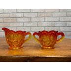 Vintage L.E. Smith Amberina Sugar & Creamer Set - Pair
