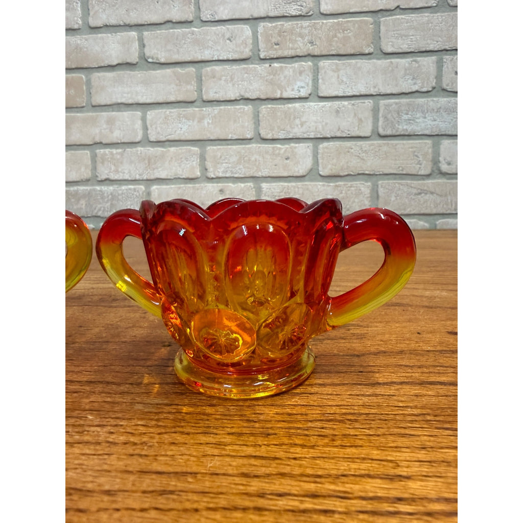Vintage L.E. Smith Amberina Sugar & Creamer Set - Pair