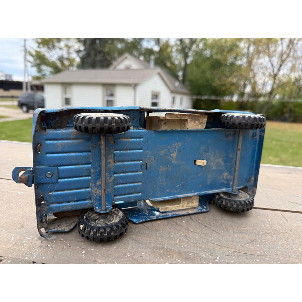 Vintage Structo International Scout Blue Jeep Pressed Steel Toy