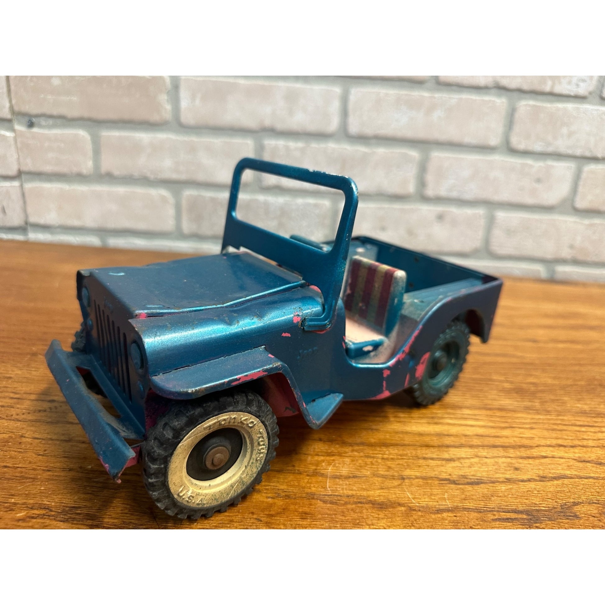 Vintage Tonka Pressed Steel Pink Surrey Jeep for Parts Restore Restoration