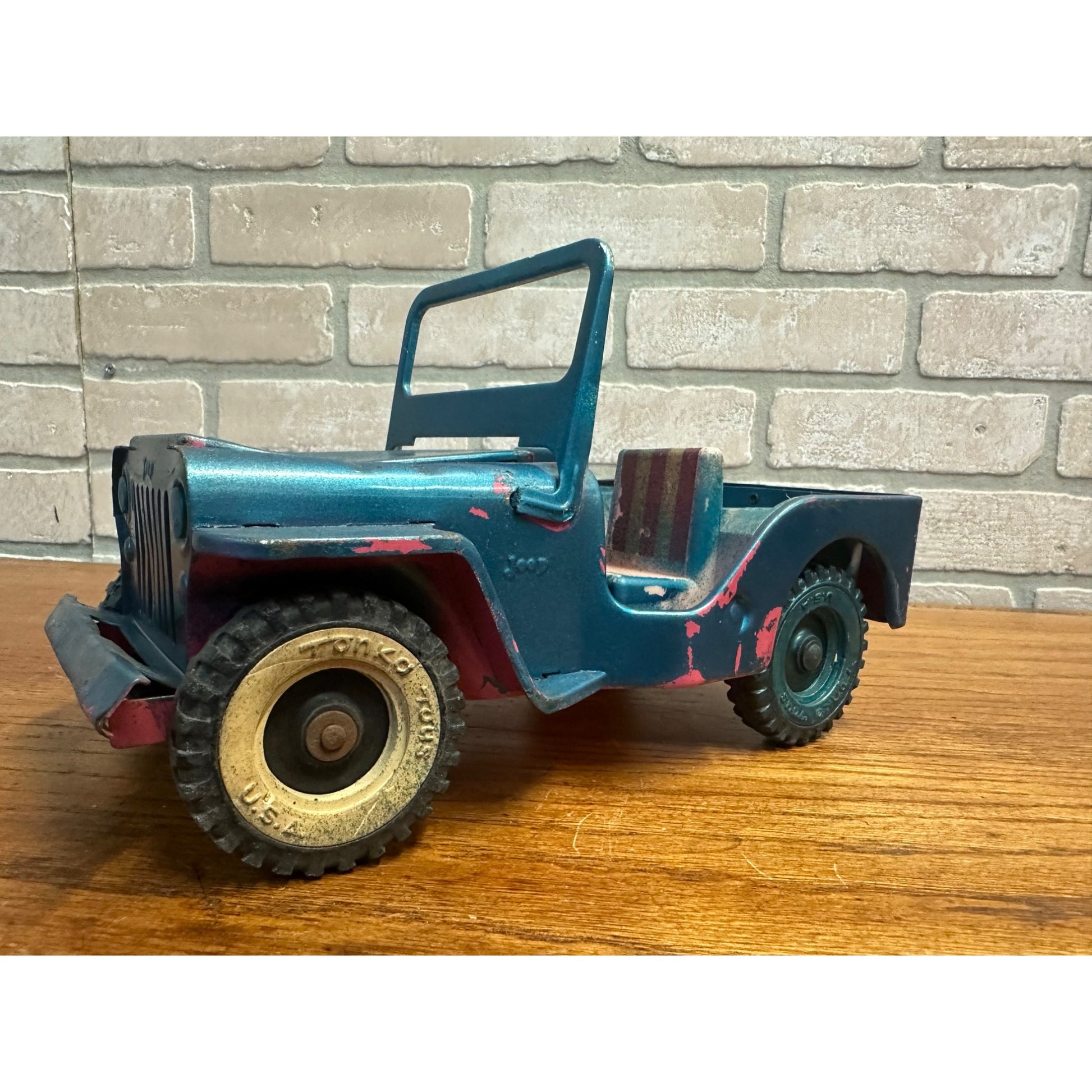 Vintage Tonka Pressed Steel Pink Surrey Jeep for Parts Restore Restoration