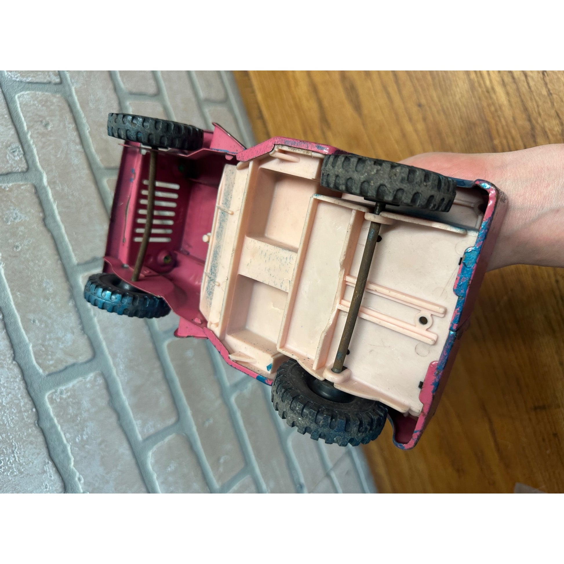 Vintage Tonka Pressed Steel Pink Surrey Jeep for Parts Restore Restoration