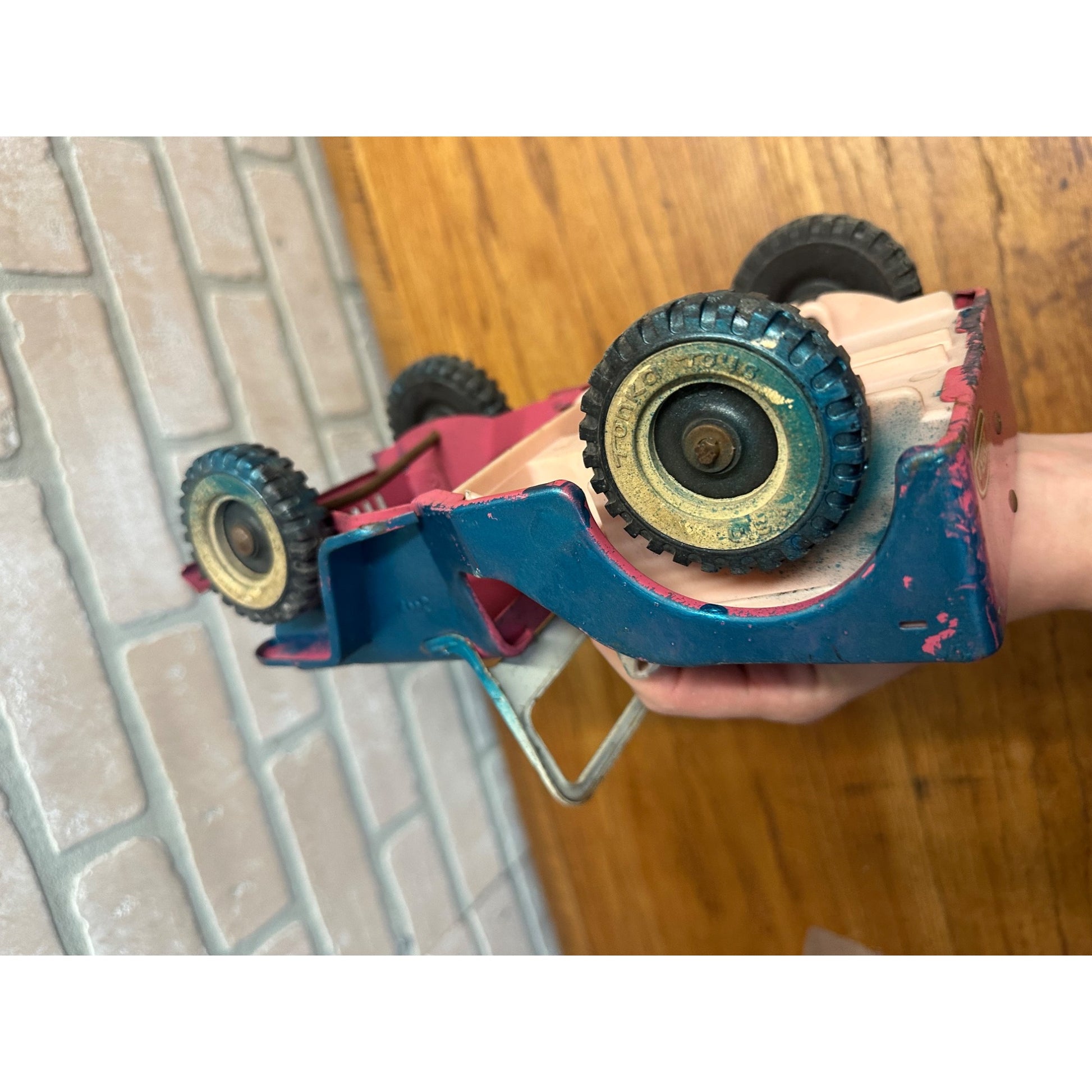 Vintage Tonka Pressed Steel Pink Surrey Jeep for Parts Restore Restoration