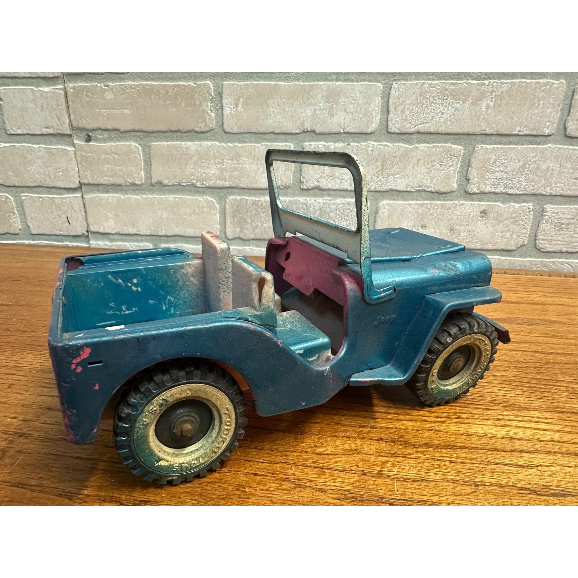 Vintage Tonka Pressed Steel Pink Surrey Jeep for Parts Restore Restoration