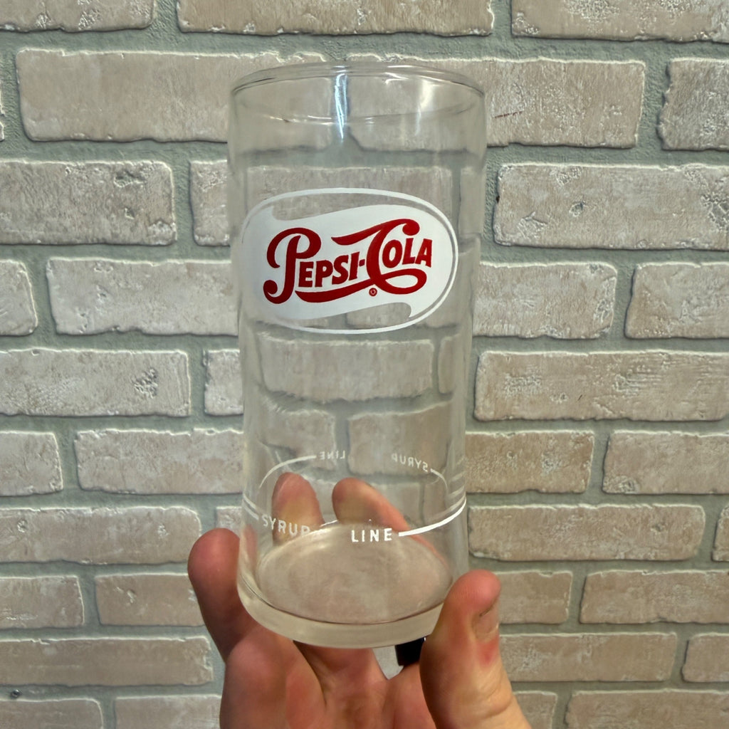 Vintage Pepsi Cola Red & White ACL Syrup Line Soda Fountain Glass 5"