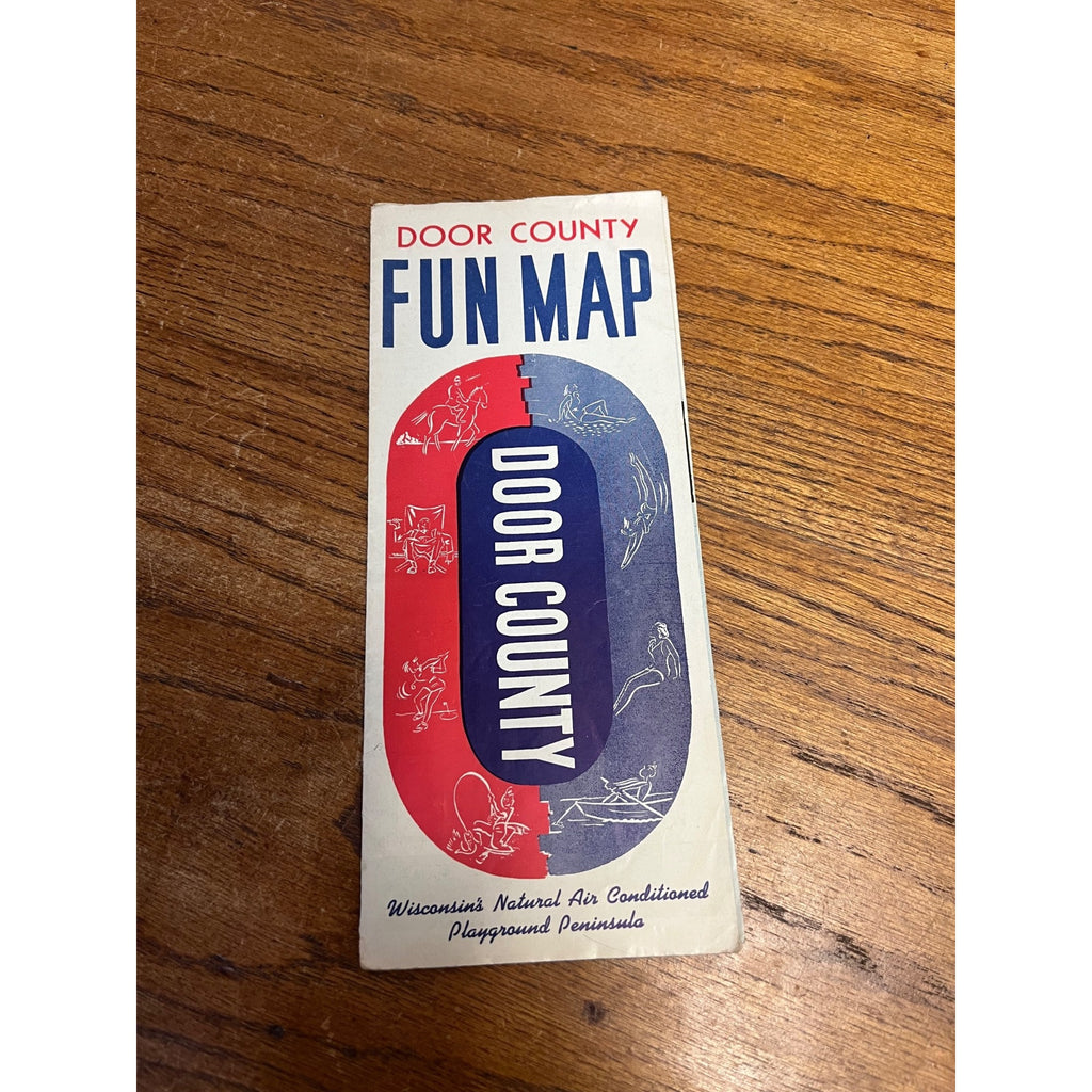 Vintage 1940s Door County Wisconsin Fun Map & Travel Brochure