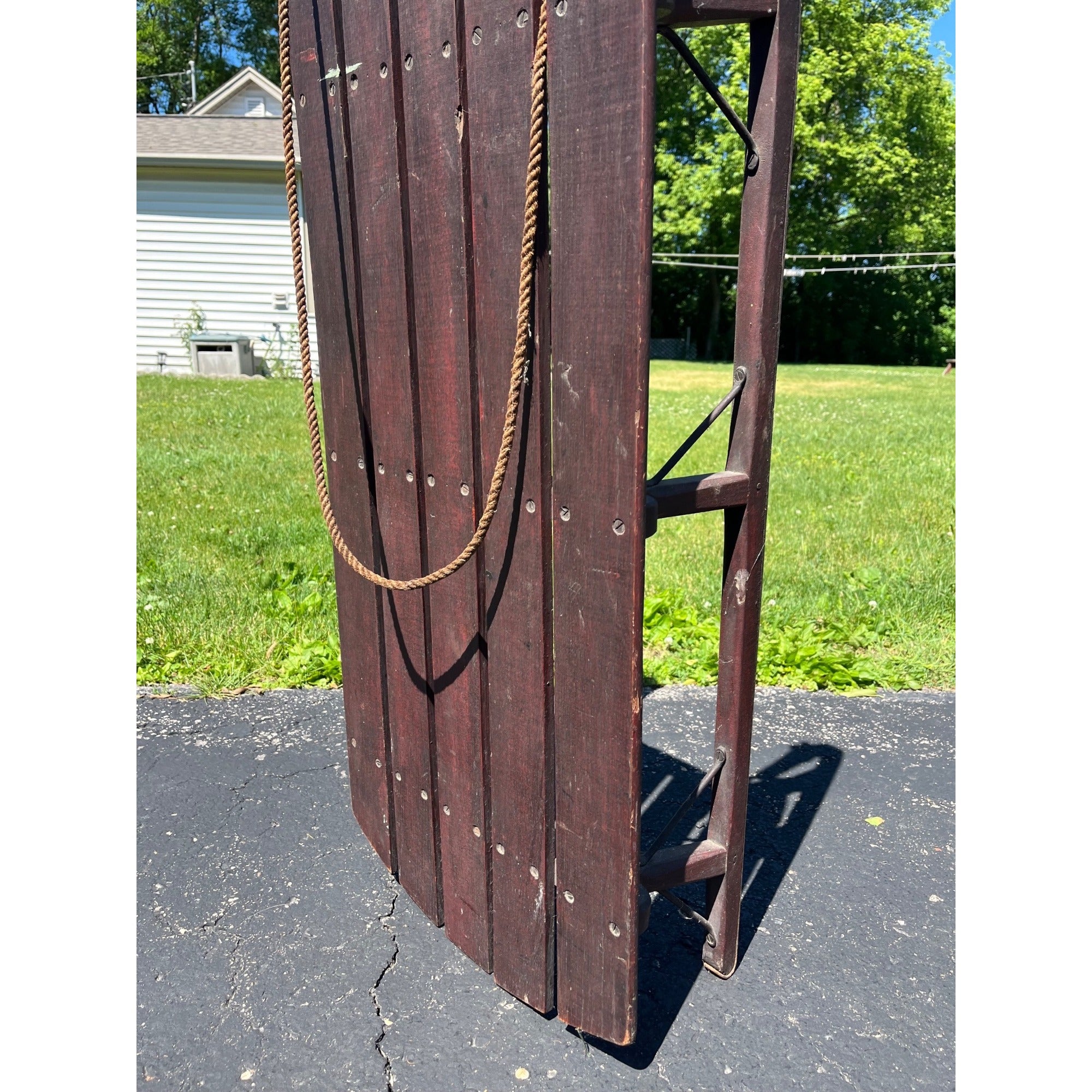 Antique Primitive Wooden Snow Sled Original Red Paint Primitive Folk Art Cabin Lodge Decor
