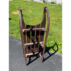 Antique Primitive Wooden Snow Sled Original Red Paint Primitive Folk Art Cabin Lodge Decor