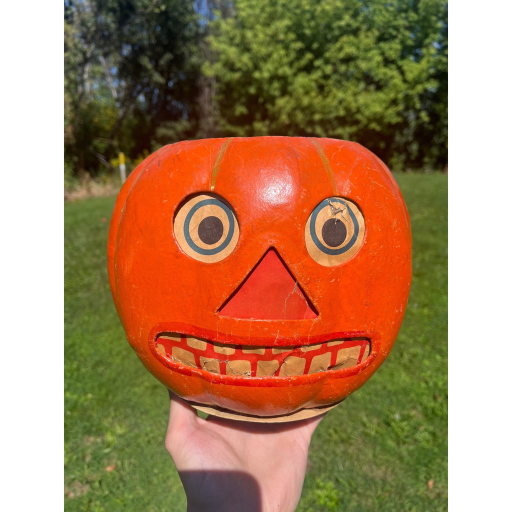 Antique German Halloween Jack o' Lantern JOL HUGE LARGE Unusual 9" Vintage