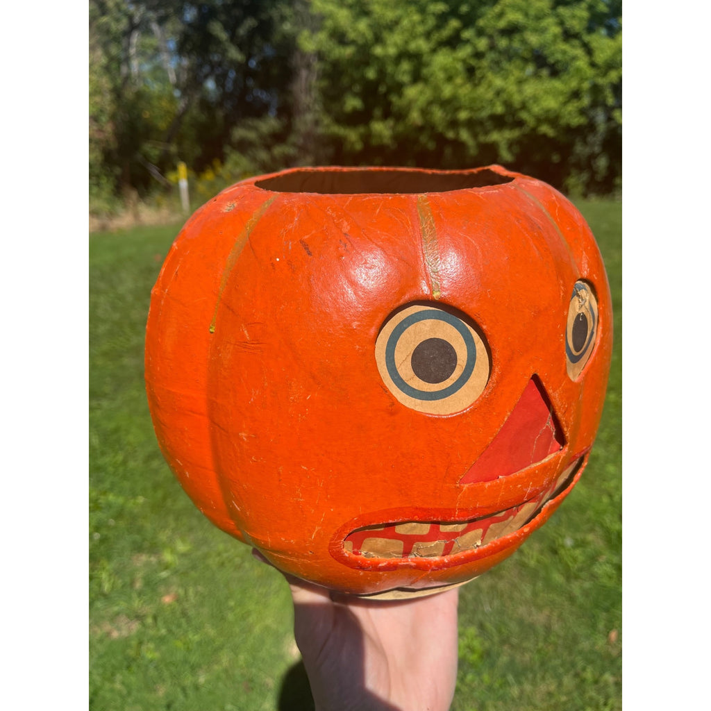 Antique German Halloween Jack o' Lantern JOL HUGE LARGE Unusual 9" Vintage