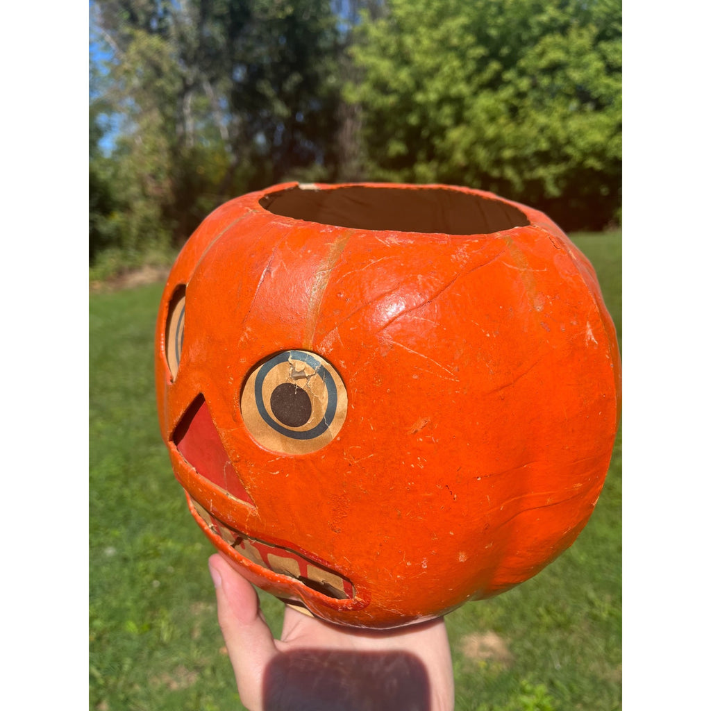 Antique German Halloween Jack o' Lantern JOL HUGE LARGE Unusual 9" Vintage
