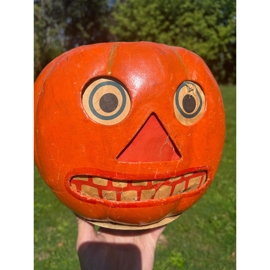 Antique German Halloween Jack o' Lantern JOL HUGE LARGE Unusual 9" Vintage