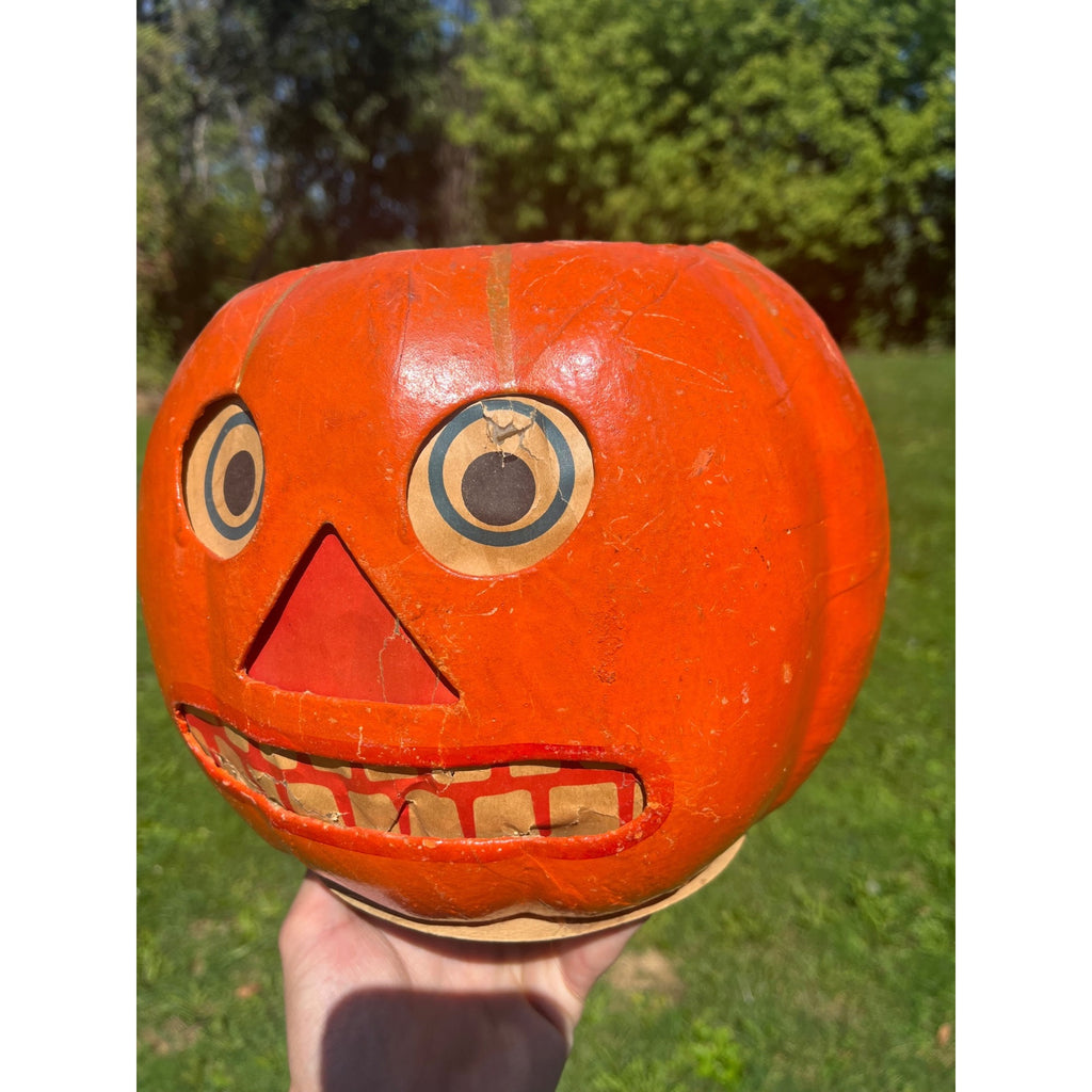 Antique German Halloween Jack o' Lantern JOL HUGE LARGE Unusual 9" Vintage