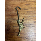 Vintage 1950s Halloween Brass Witch on Broom Fireplace Damper Hook 12"