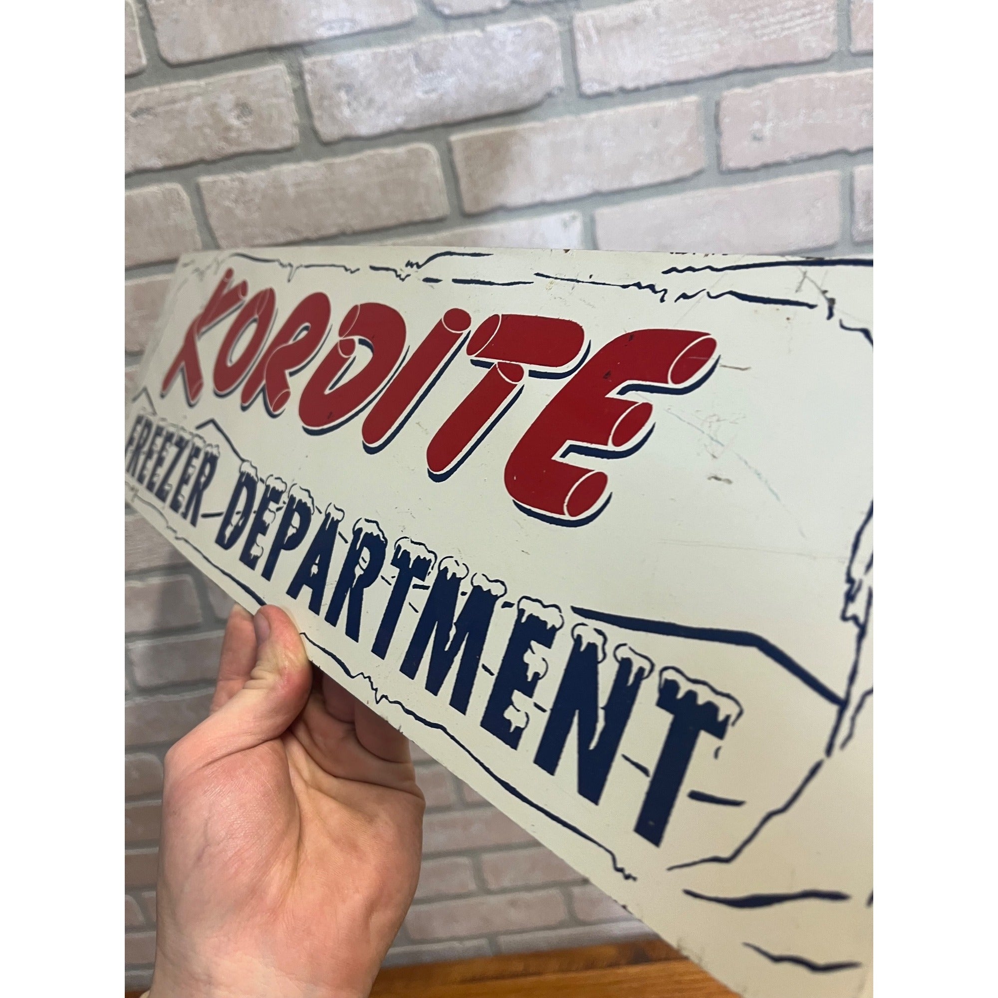 Vintage Kordite Freezer Advertising Sign Metal Kitchen Decor