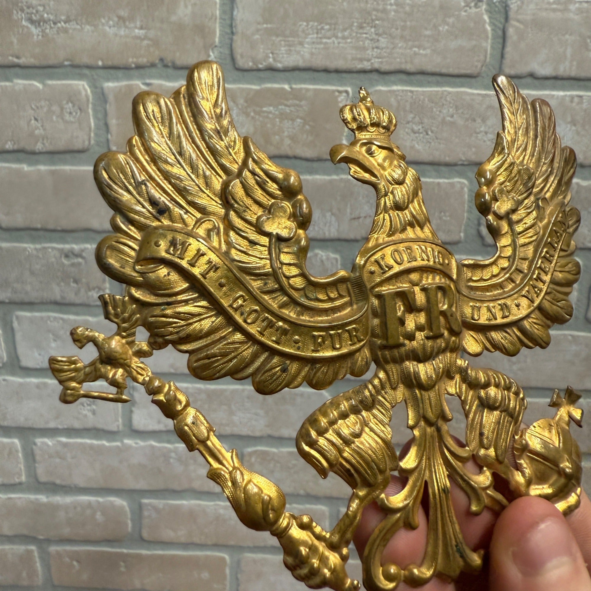 WW1 Imperial German Field Gray Prussian Pickelhaube Helmet Plate