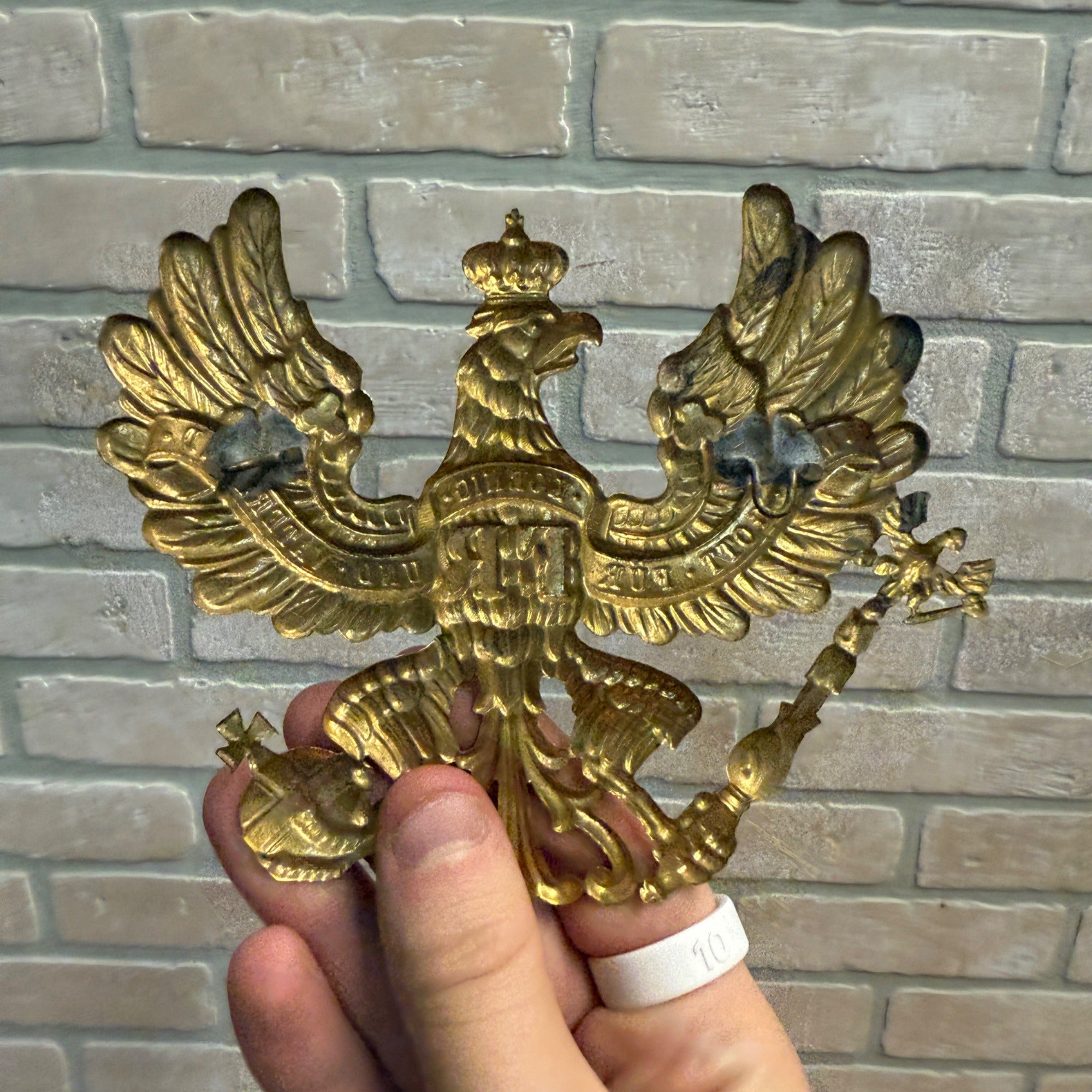 WW1 Imperial German Field Gray Prussian Pickelhaube Helmet Plate