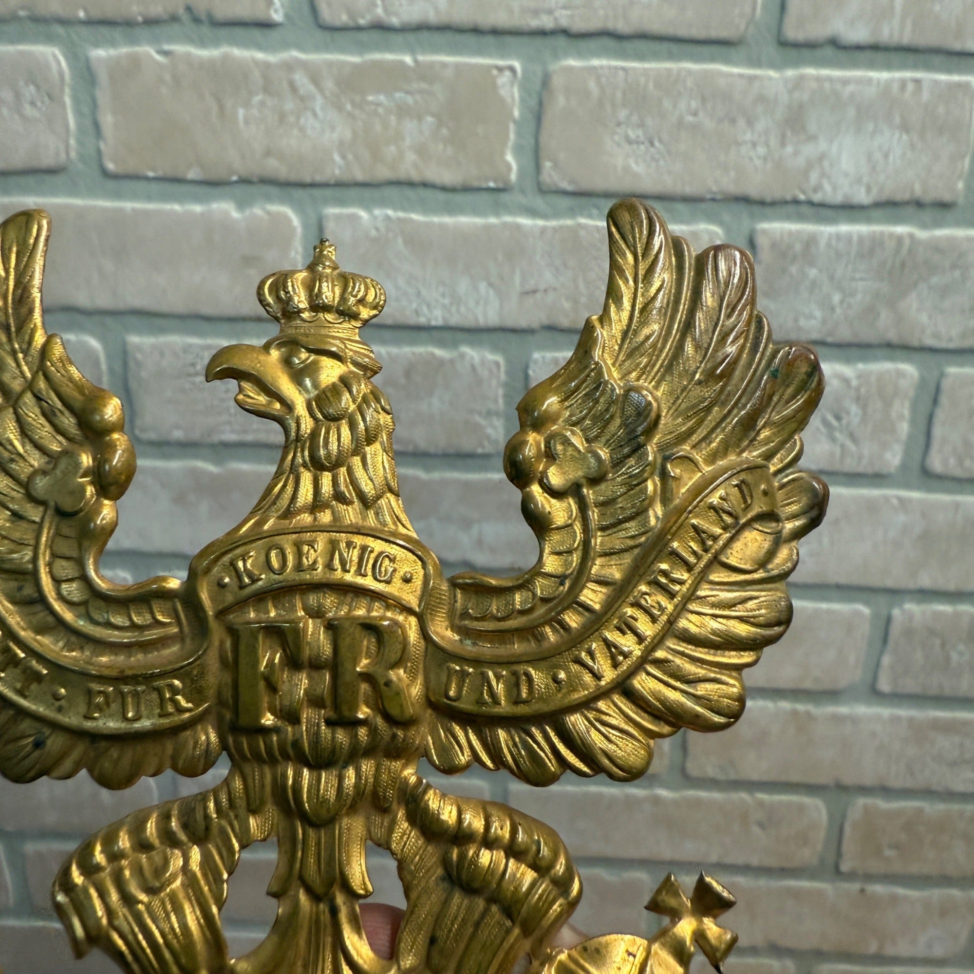 WW1 Imperial German Field Gray Prussian Pickelhaube Helmet Plate