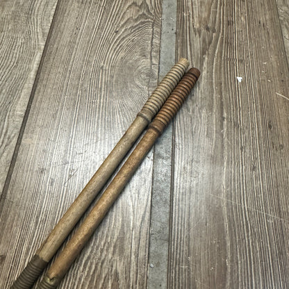 (2) Antique Gun Rifle Shotgun Barrel Brass & Wood Cleaning Rod 3 Piece Rods