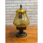 Vintage Mid Century Amber Crackle Swag Light Lamp Fixture Ceiling Mount Boho