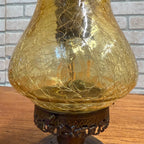 Vintage Mid Century Amber Crackle Swag Light Lamp Fixture Ceiling Mount Boho